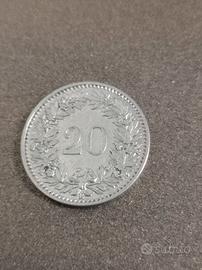 20 centesimi franco svizzero anno 1913