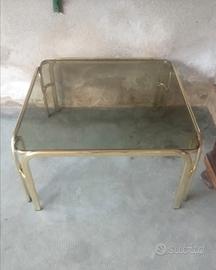 tavolo quadrato vetro bronzo