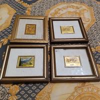 4 Quadretti foglia oro KT.23 varie dimensioni dipi
