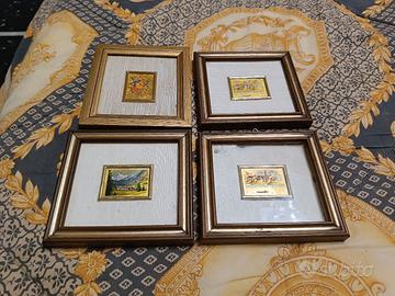 4 Quadretti foglia oro KT.23 varie dimensioni dipi