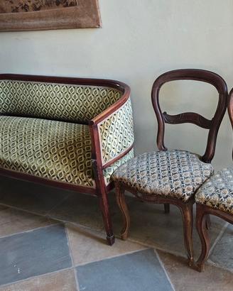 antiche sedie e divanetto '800