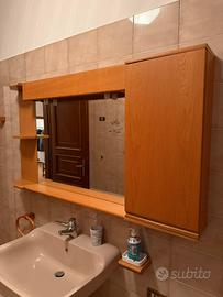 Mobile bagno con specchio in legno
