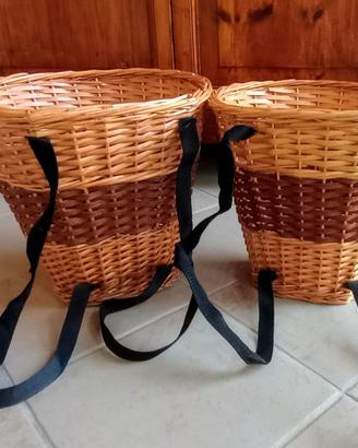 Gerle in vimini intrecciato bicolore con spallacci