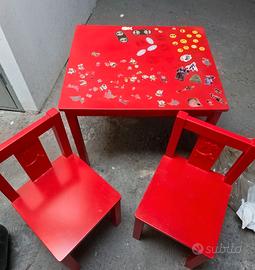 Set IKEA KRITTER tavolino + 2 sedie bambini rosso