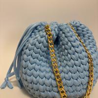 Borsa a Secchiello Crochet azzurro pastello