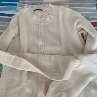 Cardigan Panna con Dettaglio a Balza - Taglia M