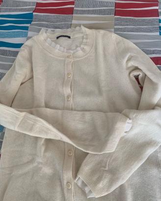Cardigan Panna con Dettaglio a Balza - Taglia M