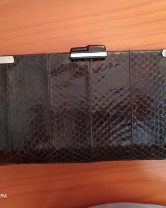 pochette vintage in pitone colore testa di moro