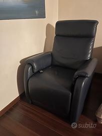 2 poltrone relax elettriche reclinabili in pelle