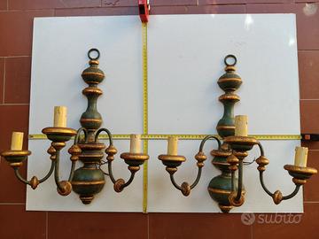 coppia applique in legno 