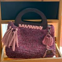 Borsa artigianale rosa mélange con manico a mano