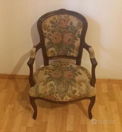 Poltrona Stile Luigi Filippo con Tessuto Floreale