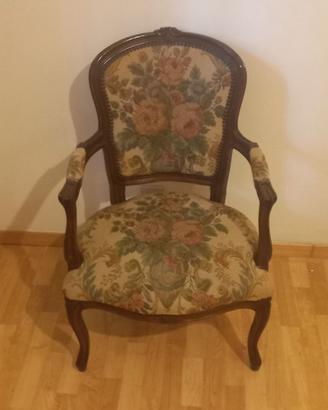 Poltrona Stile Luigi Filippo con Tessuto Floreale