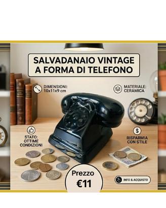 Salvadanaio Vintage a forma di telefono classico
