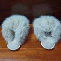 Ciabatte in Pelliccia donna. color panna -N. 40-41