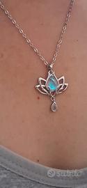 Collana  stile elegante bohemien con pietra di lun