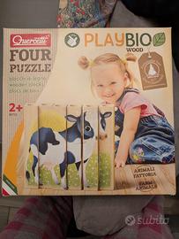Quercetti - Four Puzzle Play Bio, Animali Fattoria