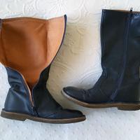 Stivali da bambina in pelle, blu scuro, misura 34