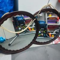 Specchi tondi vintage legno mogano artigianali