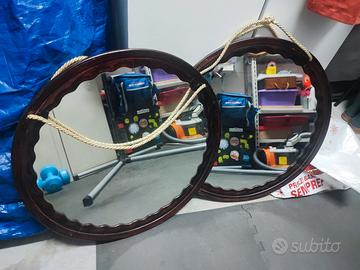 Specchi tondi vintage legno mogano artigianali