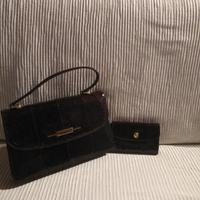 Borsa portafogli pitone marrone scuro