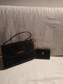 Borsa portafogli pitone marrone scuro