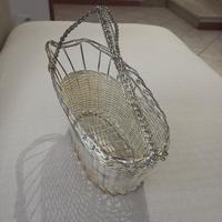 Cestino portabottiglie vintage argentato 