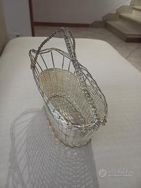 Cestino portabottiglie vintage argentato 