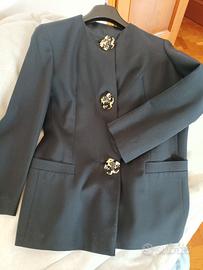 Giacca primaverile blu 42 , bottoni gioiello