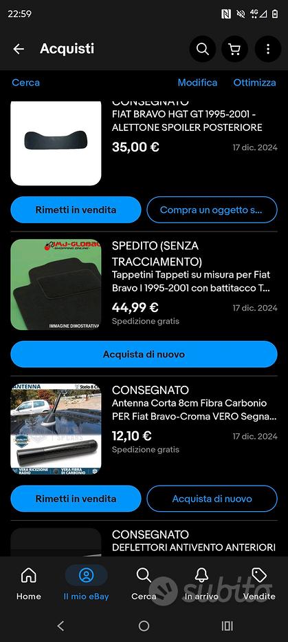 MTM Tappetini per Fiat Bravo I dal 1996>2001 su Misura in Velluto di