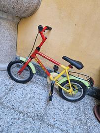 Bici bambino 12" rossa e gialla + portapacchi