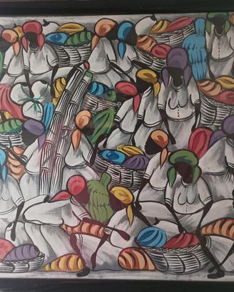 Quadro originale Yvon Severin - Scena di Mercato 