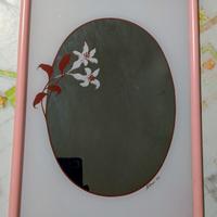 Cornicespecchio vintage con disegno cm 31x21 rosa