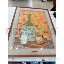 QUADRO OLIO SU TELA G.SCANFERLA BOTTIGLIA MELA BOC