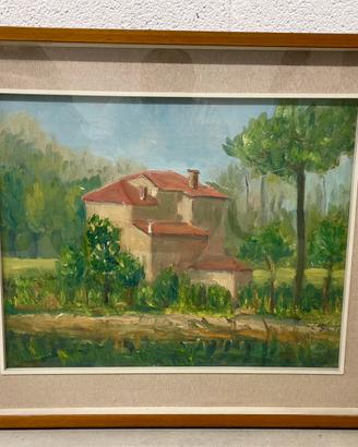 Dipinto a olio con cornice in vetro