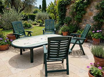 Set giardino 4 sedie+ tavolo ovale verde