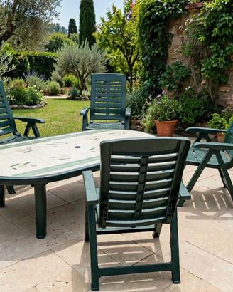 Set giardino 4 sedie+ tavolo ovale verde