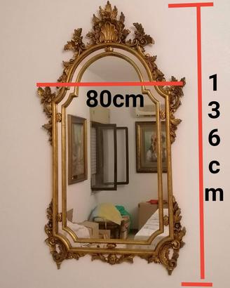 specchio Specchiera anni 70 oro legno 