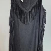 Abito nero con frange taglia M o L scamosciato -