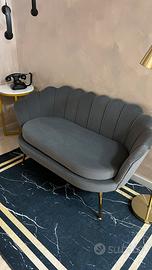 🛋️ DIVANETTO DESIGN VELLUTO GRIGIO – STILE MODERNO