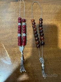 Coppia rosari grechi agata bachelite argento