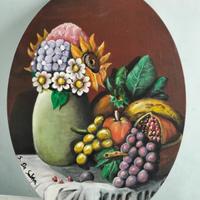 Quadro su cartone telato ovale 40x30cm