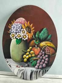 Quadro su cartone telato ovale 40x30cm