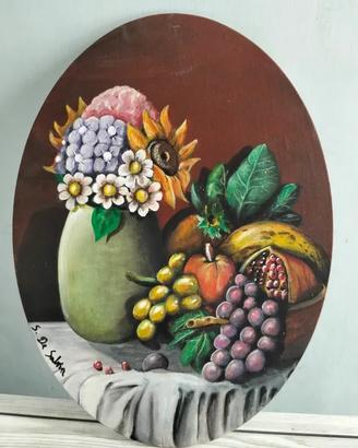Quadro su cartone telato ovale 40x30cm