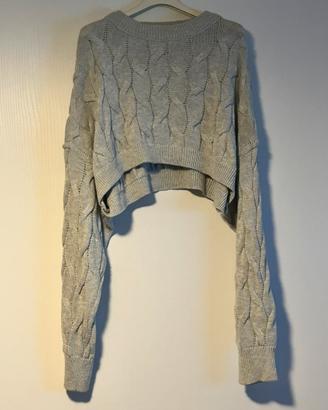 maglione crop grigio