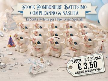 Stock Bomboniere Battesimo, Compleanno e Nascita
