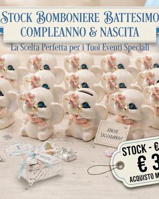 Stock Bomboniere Battesimo, Compleanno e Nascita
