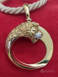 ciondolo leone in argento 925 placcato oro 18 kt 