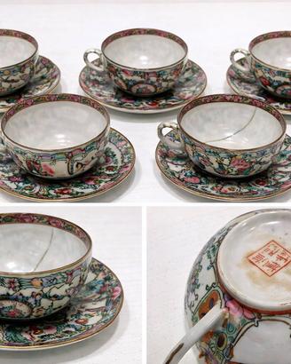 Servizio tazzine vintage decorativo stile cinese