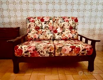 Divano vintage 2 posti in legno massello